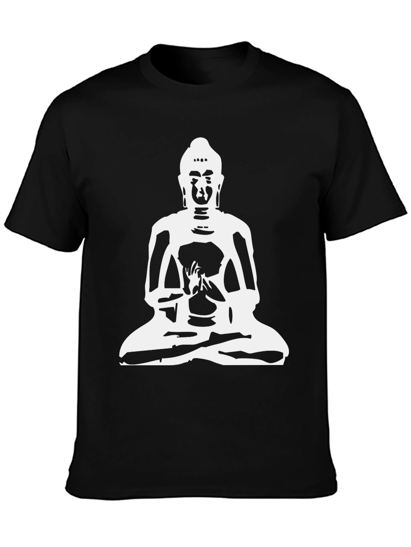 Camiseta Negra Buda Meditando Hombre Algodón