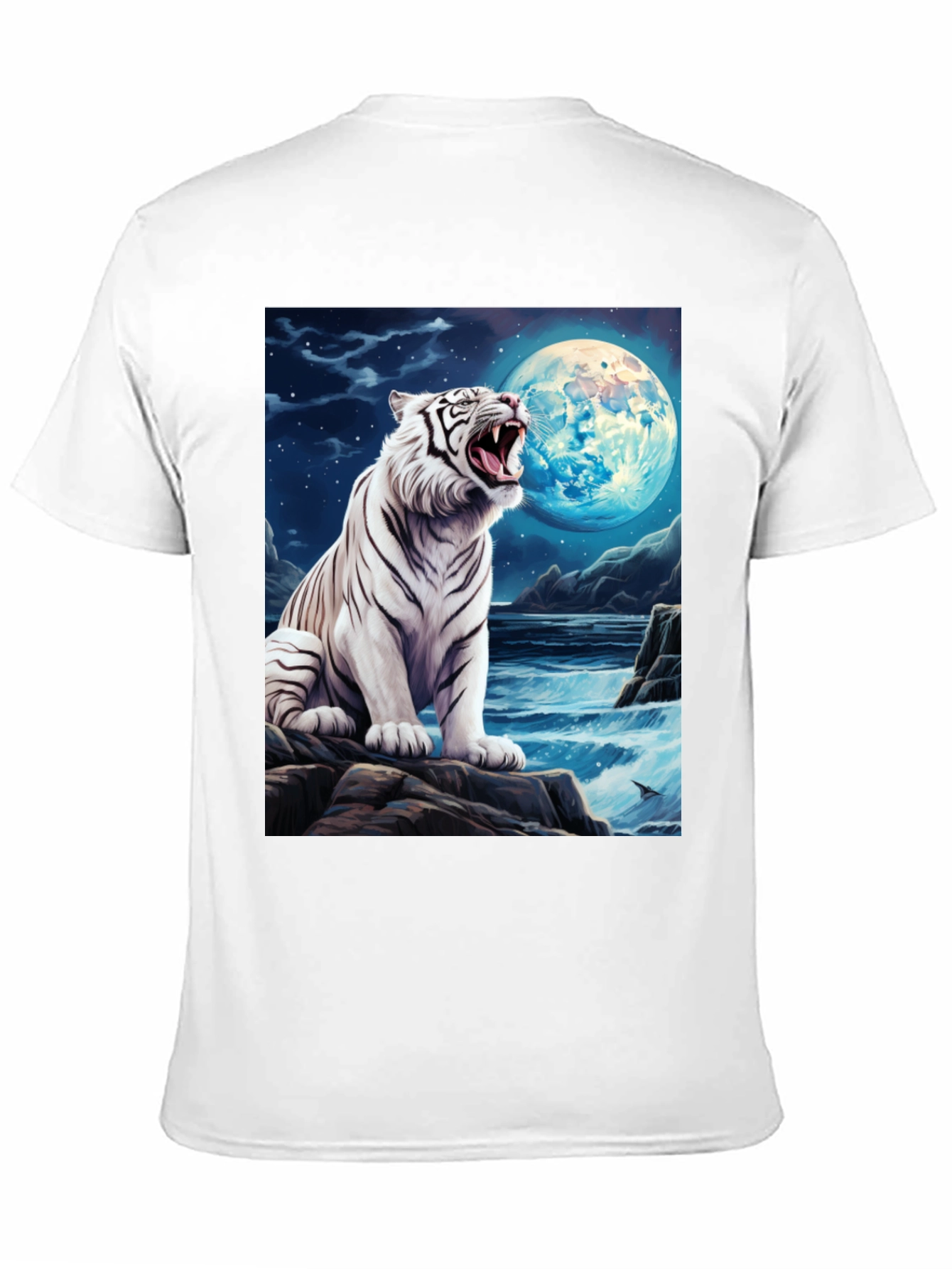 Camiseta Negra con Tigre Blanco y Luna
