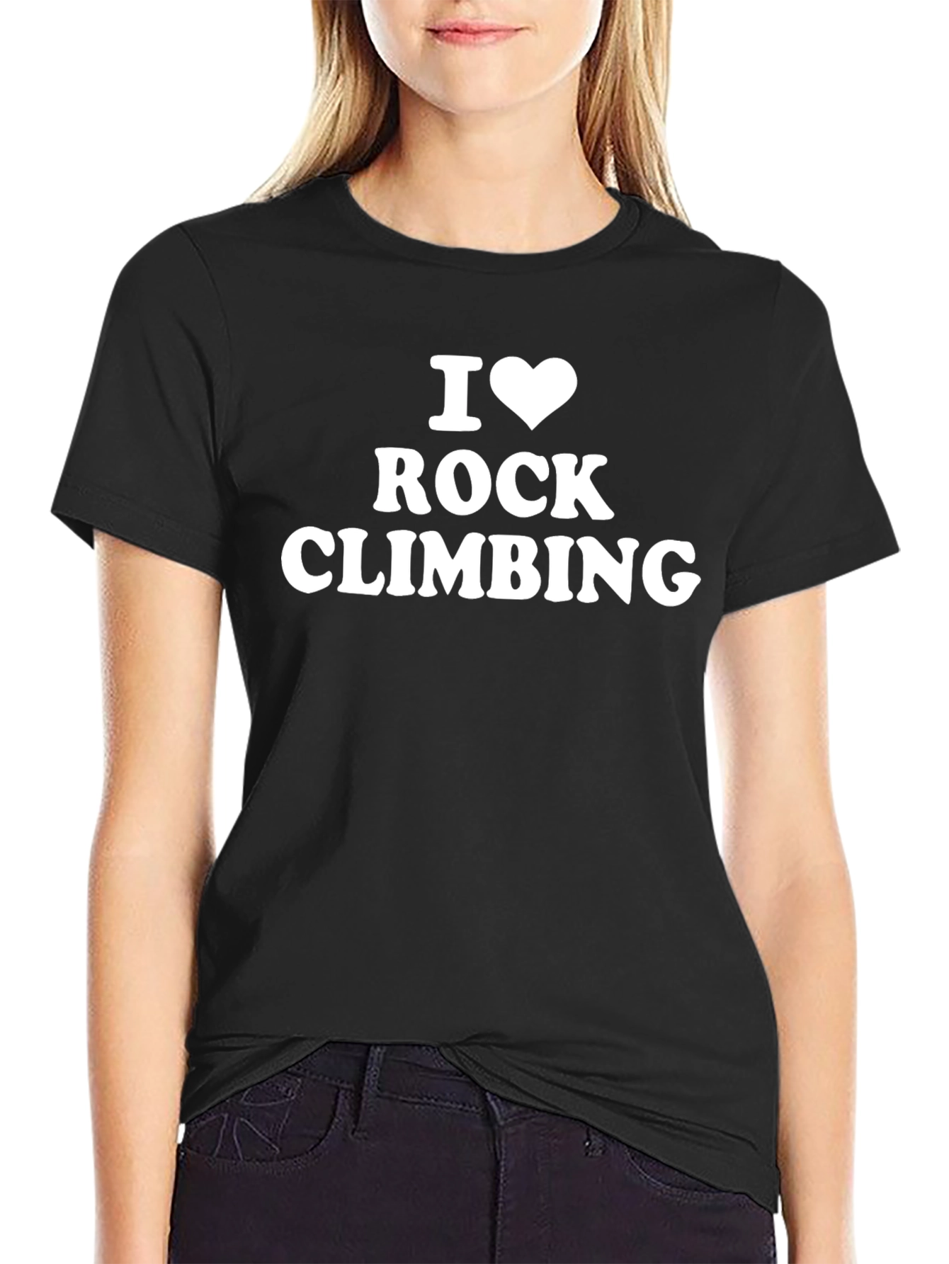 Camiseta Negra Amo la Escalada en Roca Algodón Suave