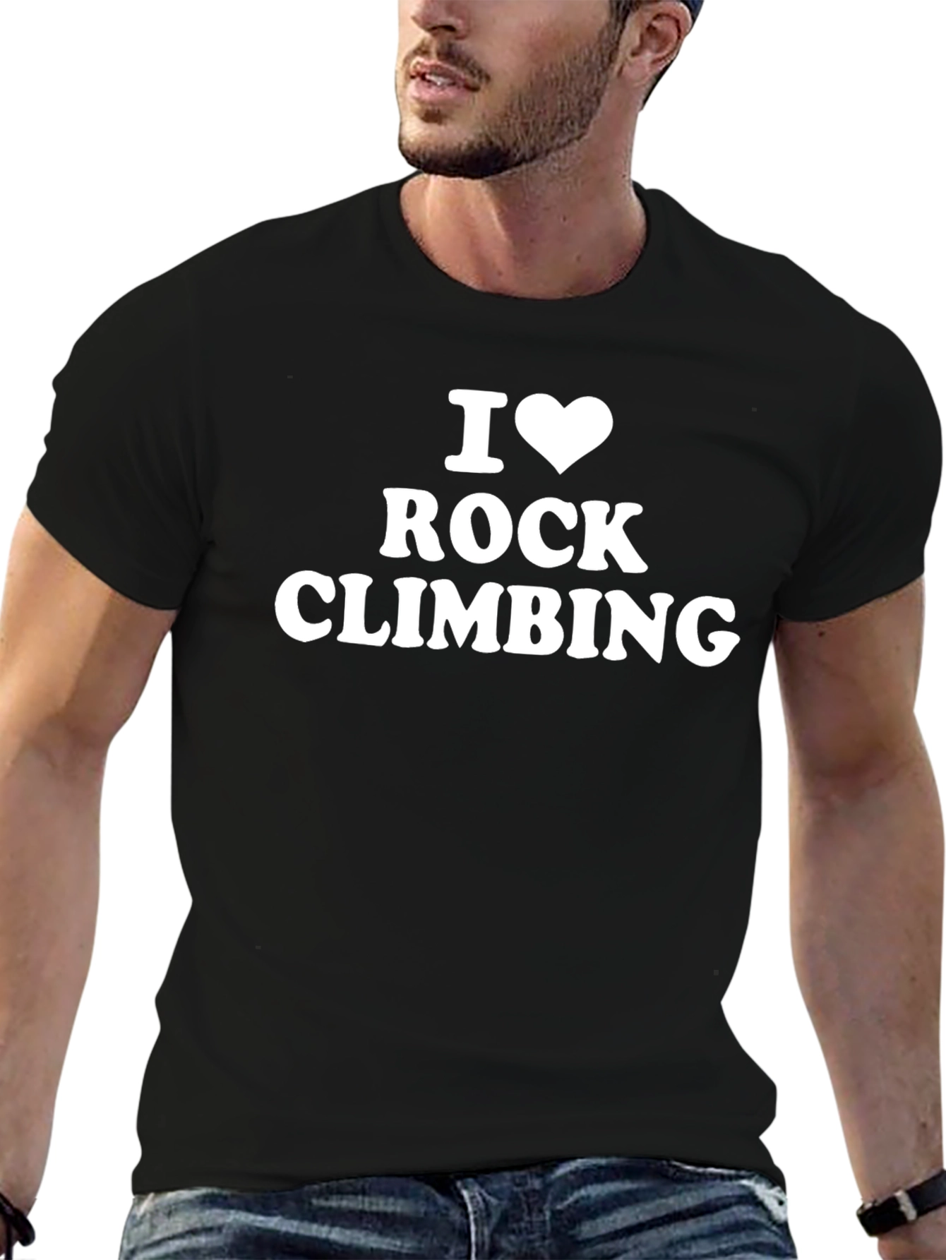 Camiseta Negra Amo la Escalada en Roca Algodón Suave