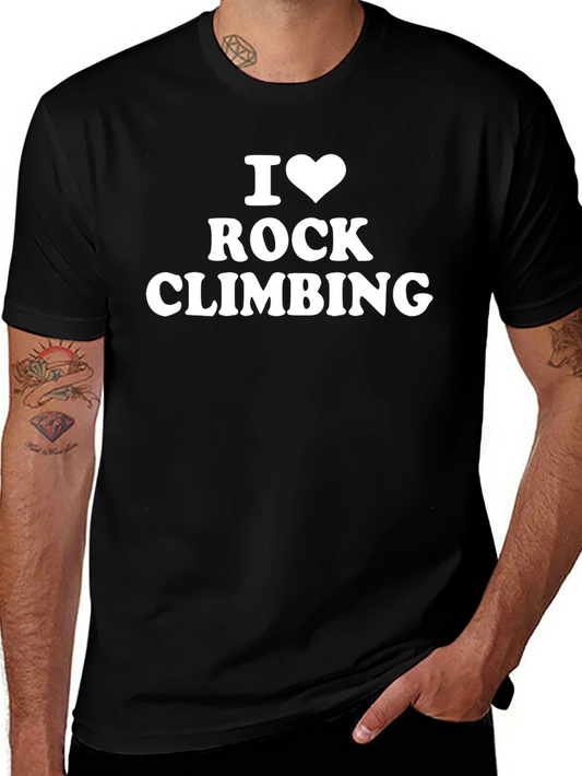 Camiseta Negra Amo la Escalada en Roca Algodón Suave