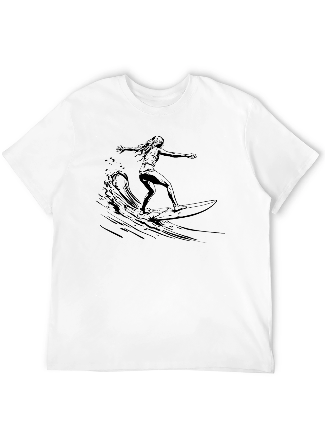Camiseta Negra Estampada Surfista