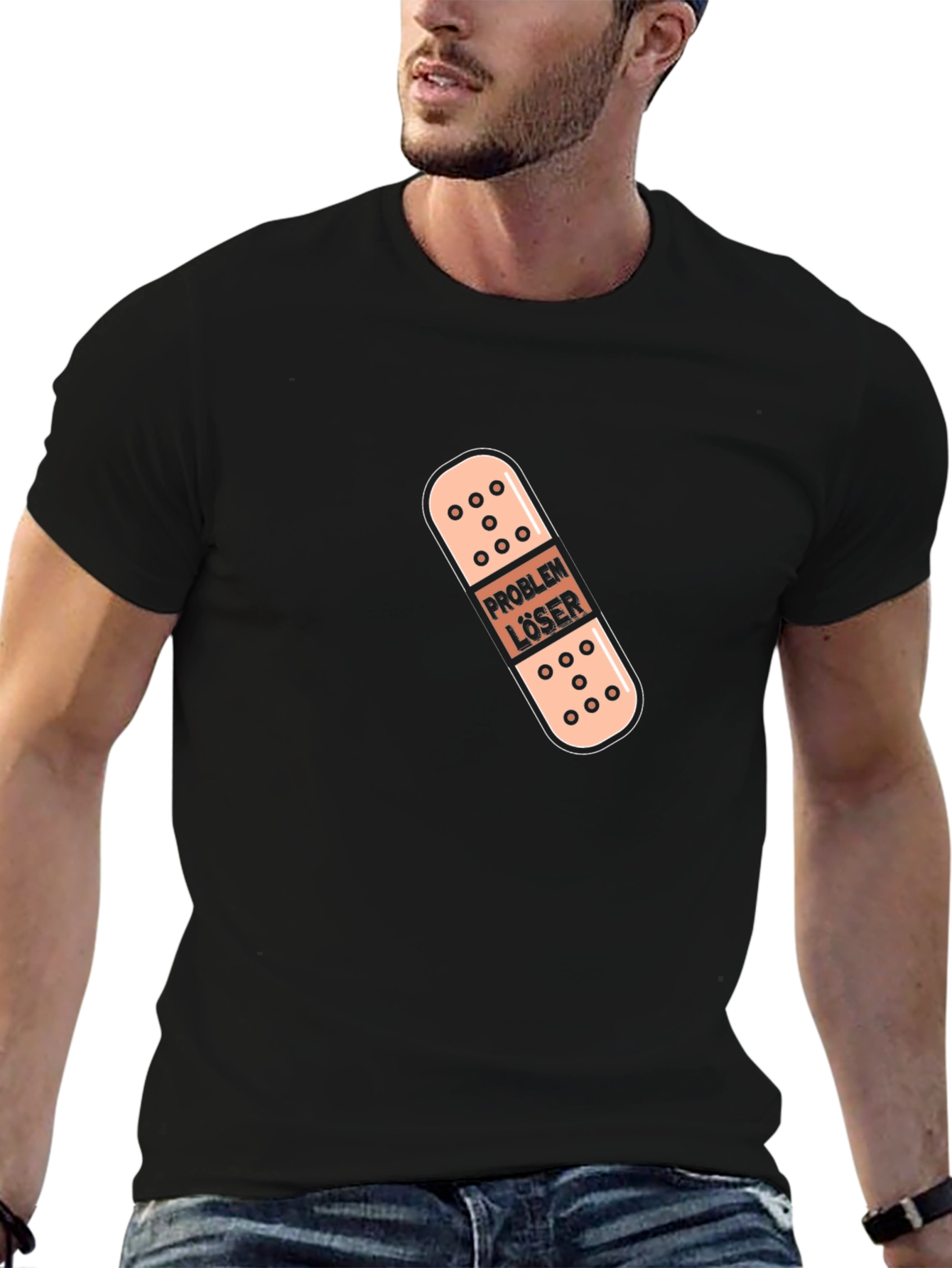 Camiseta Negra con Diseño Divertido Problema Lóser