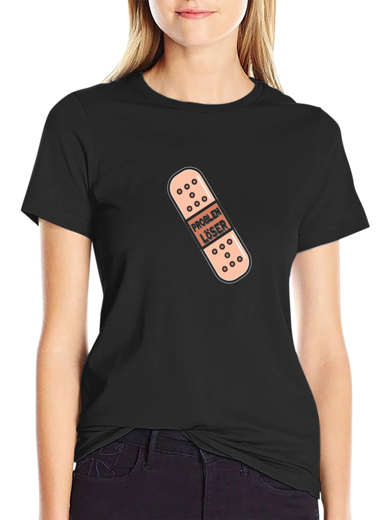 Camiseta Negra con Diseño Divertido Problema Lóser
