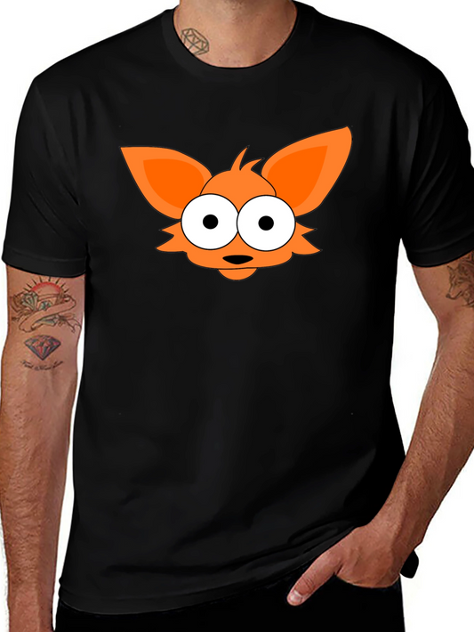 Camiseta Negra con Diseño de Zorro Naranja