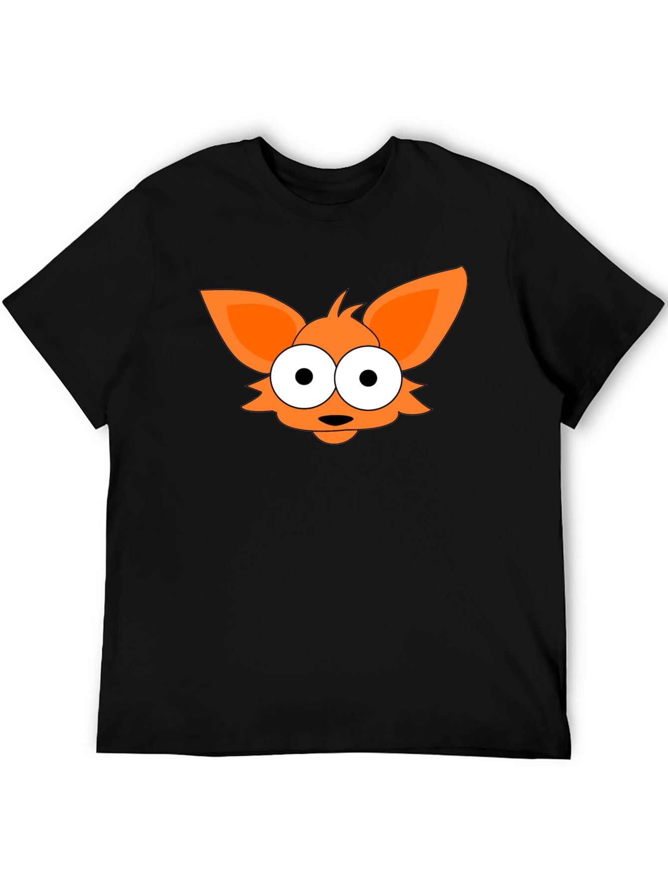 Camiseta Negra con Diseño de Zorro Naranja
