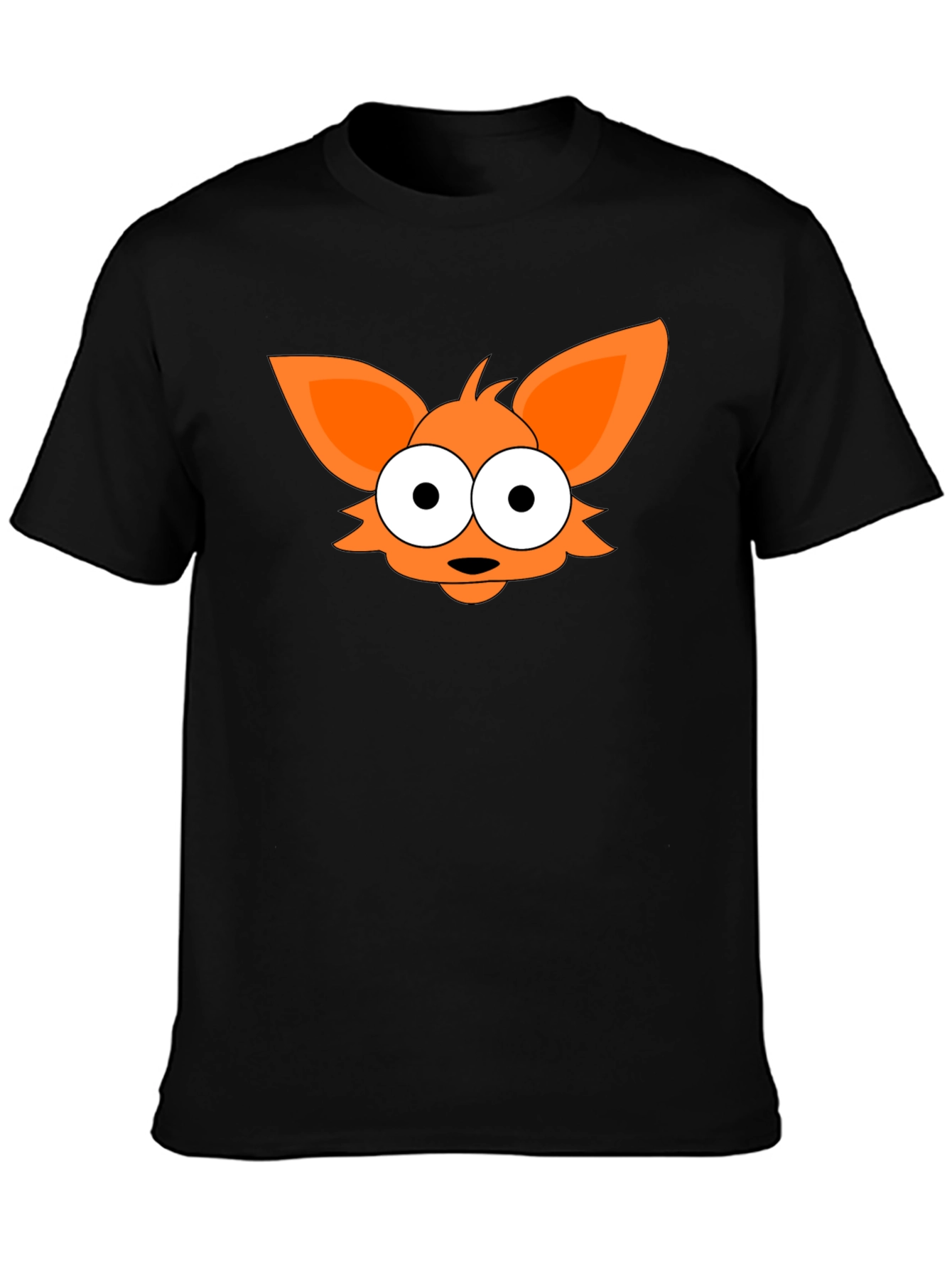 Camiseta Negra con Diseño de Zorro Naranja