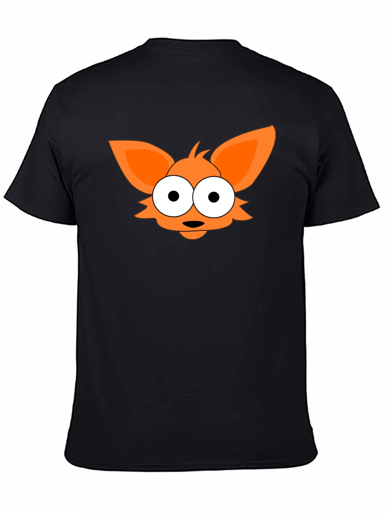 Camiseta Negra con Diseño de Zorro Naranja