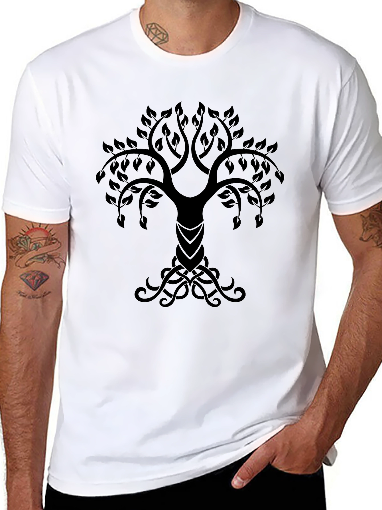 Camiseta Negra Árbol de la Vida Nórdico