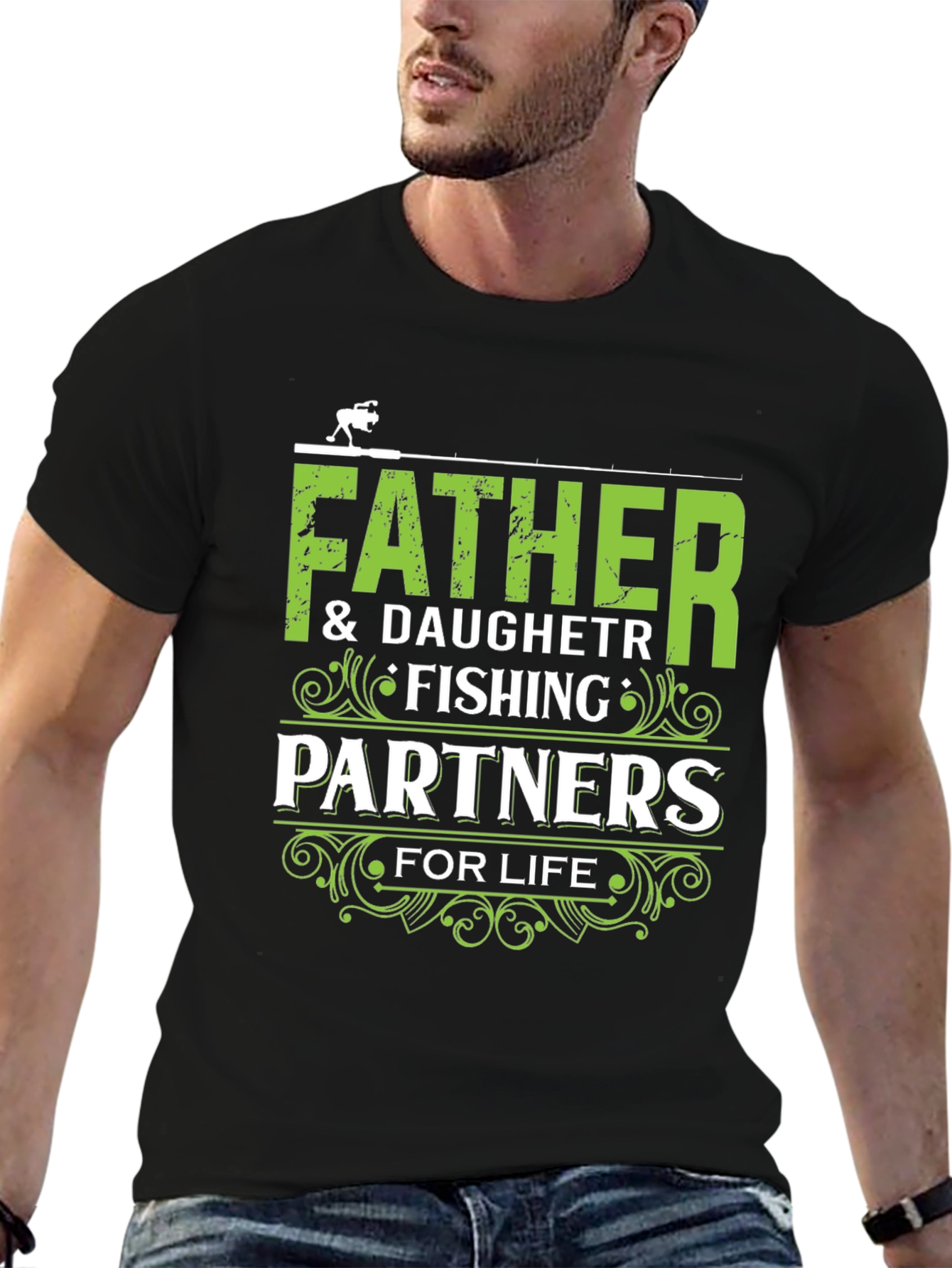 Camiseta Negra Padre e Hija Socios de Pesca