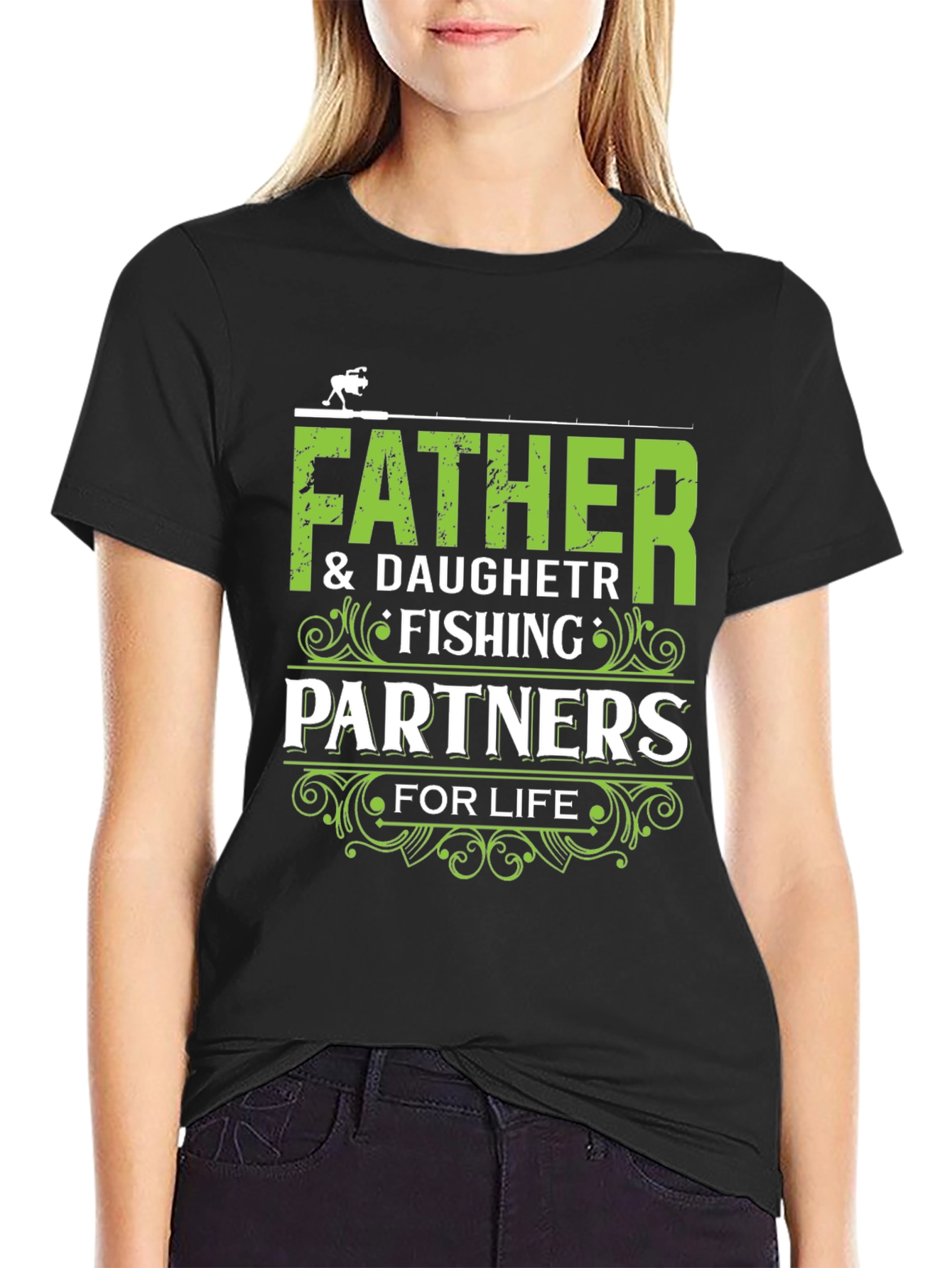 Camiseta Negra Padre e Hija Socios de Pesca