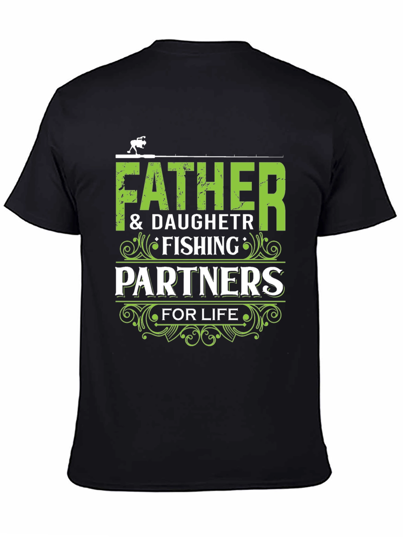 Camiseta Negra Padre e Hija Socios de Pesca