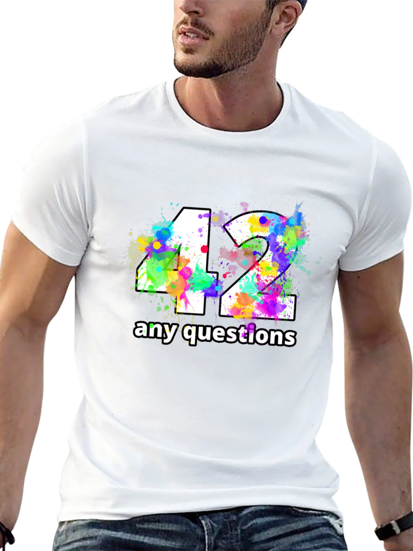 Camiseta Negra con Diseño 42 Any Questions
