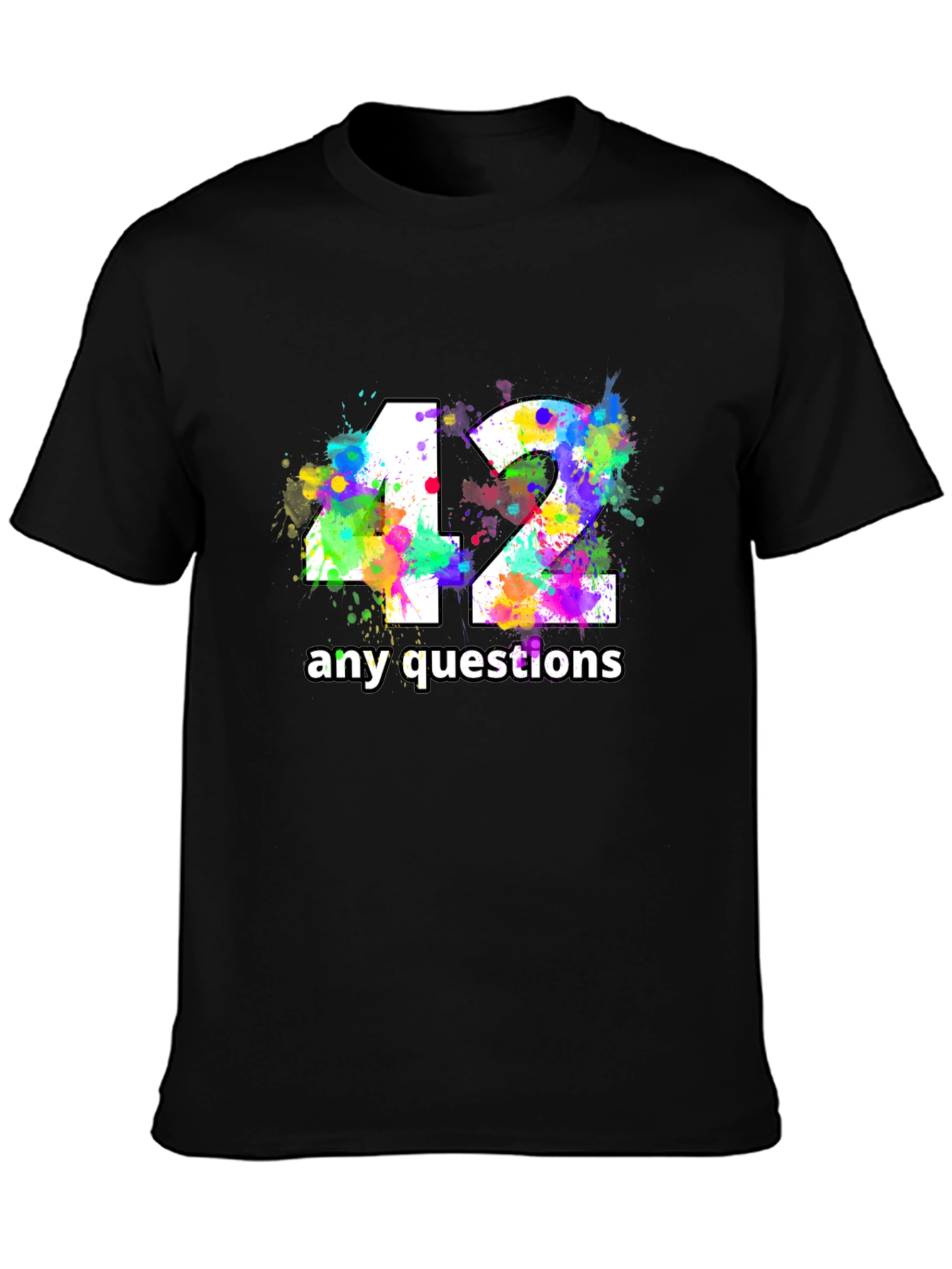 Camiseta Negra con Diseño 42 Any Questions