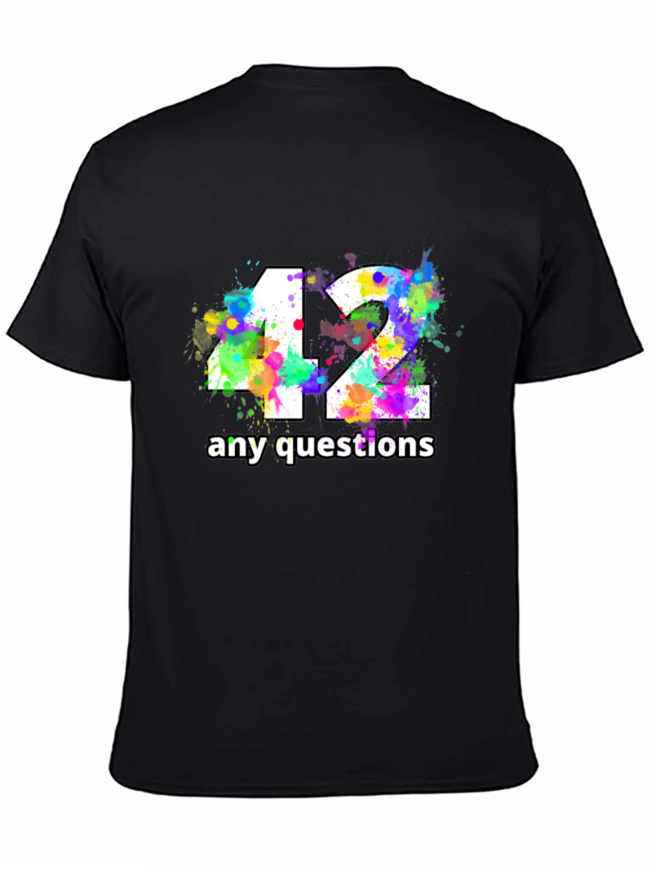 Camiseta Negra con Diseño 42 Any Questions