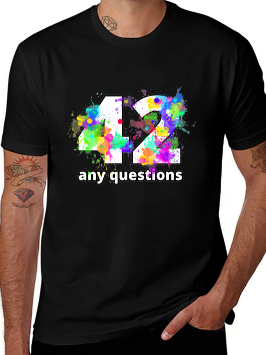 Camiseta Negra con Diseño 42 Any Questions