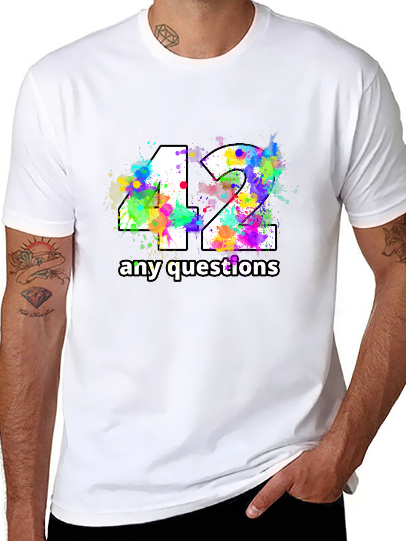 Camiseta Negra con Diseño 42 Any Questions