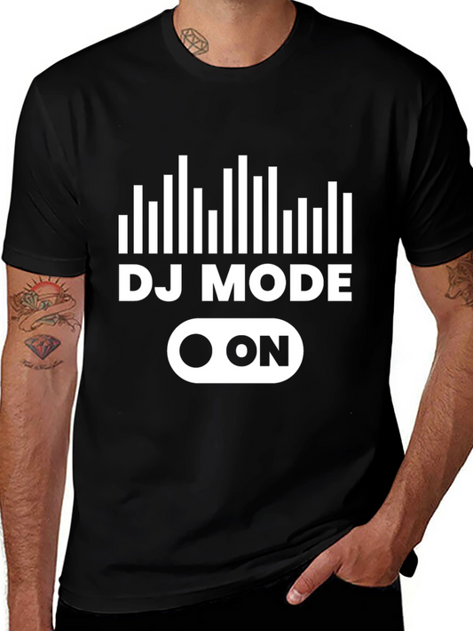 Camiseta Negra DJ Mode On para Amantes de la Música Electrónica