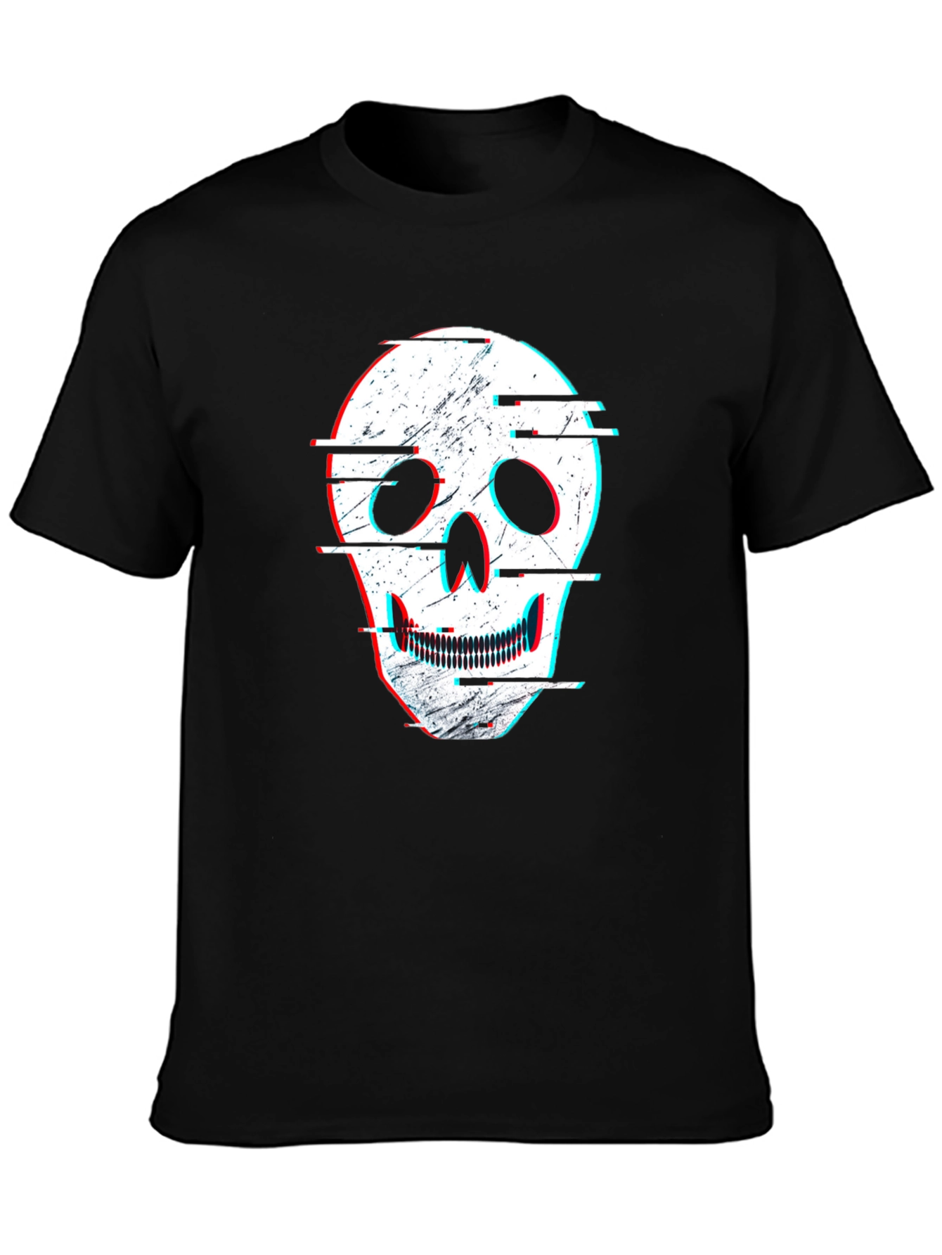 Camiseta Negra con Diseño de Calavera Distorsionada