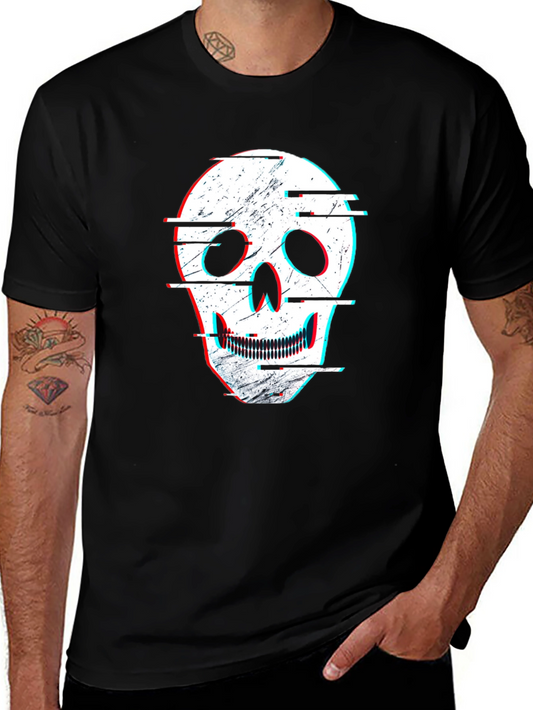 Camiseta Negra con Diseño de Calavera Distorsionada