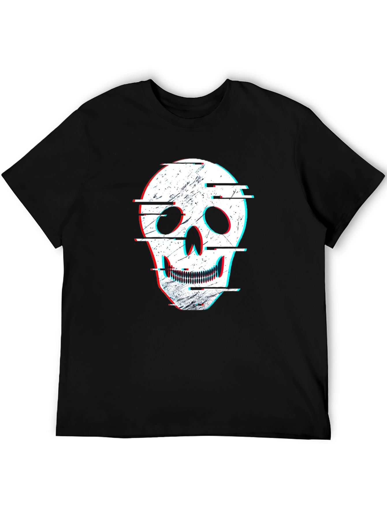 Camiseta Negra con Diseño de Calavera Distorsionada