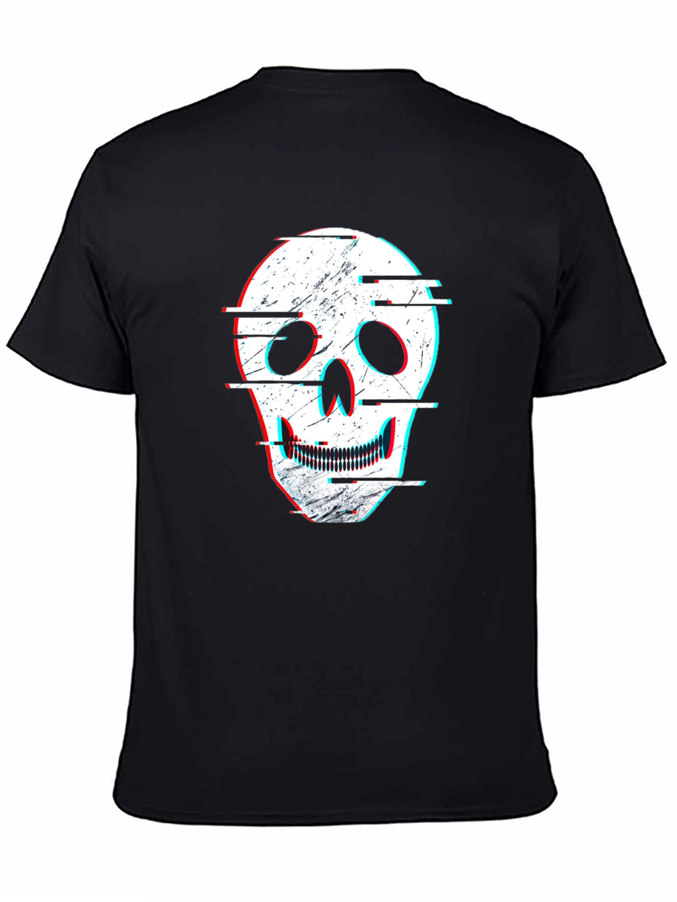 Camiseta Negra con Diseño de Calavera Distorsionada