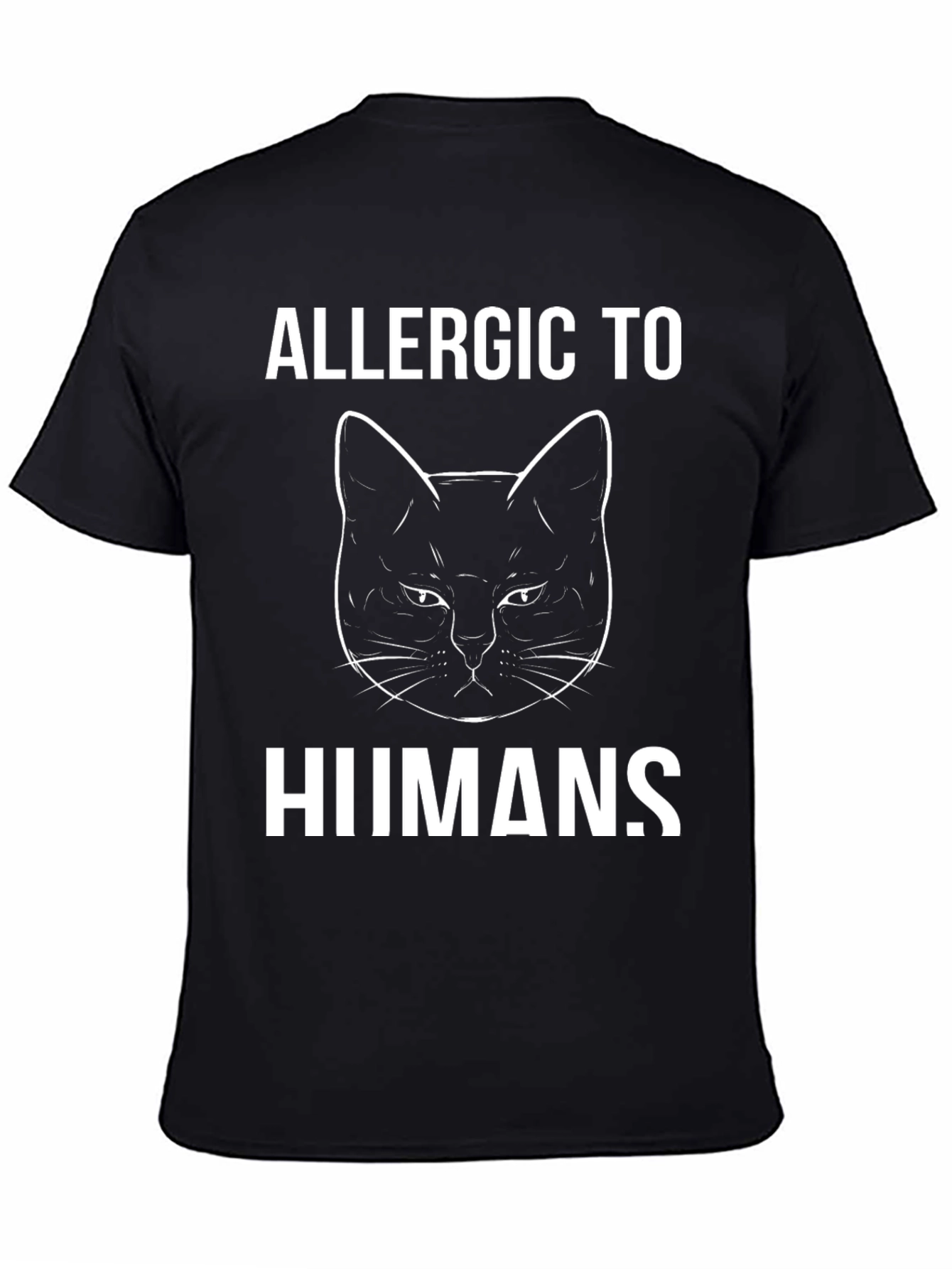 Camiseta Negra con Diseño de Gato Alérgico a Humanos