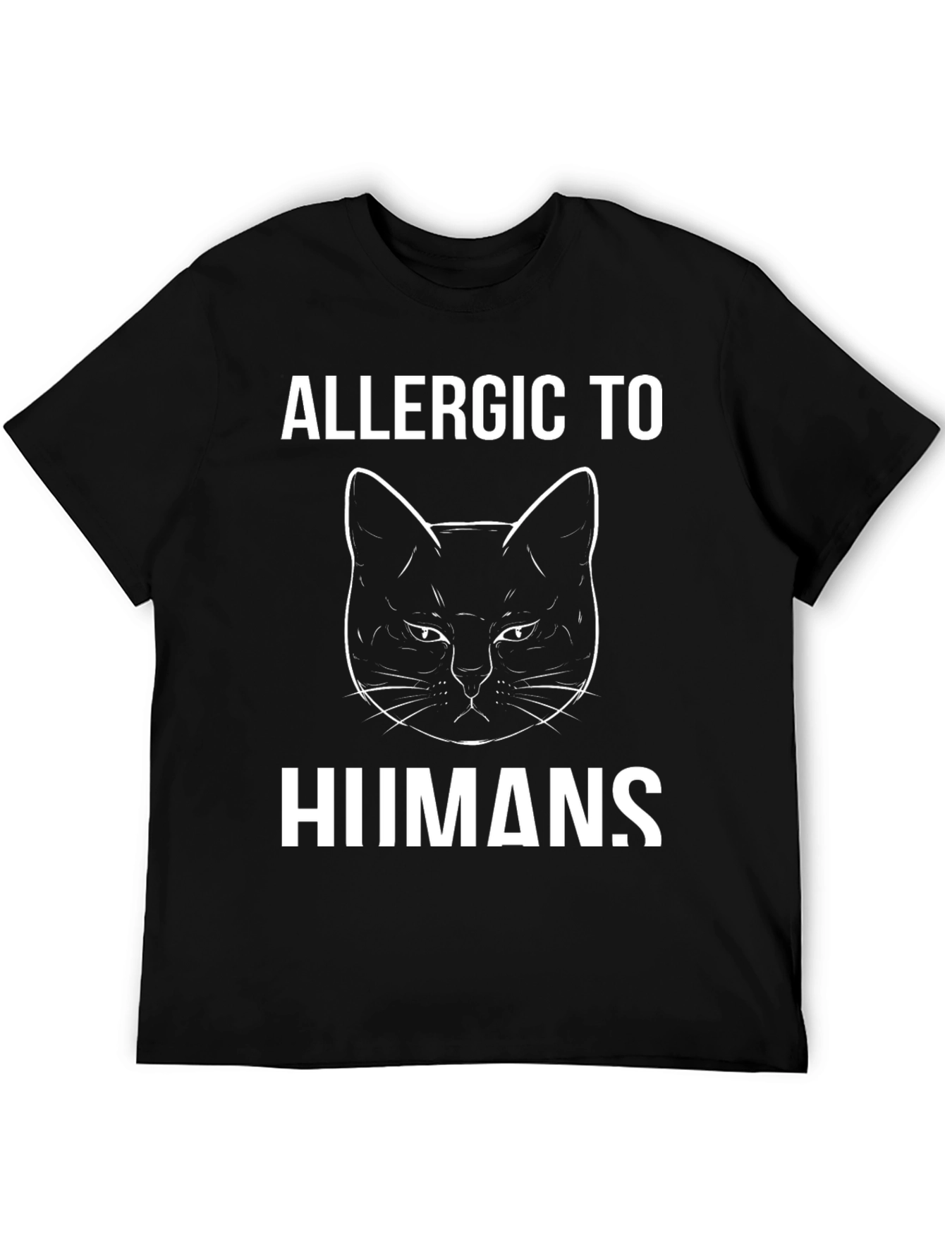 Camiseta Negra con Diseño de Gato Alérgico a Humanos