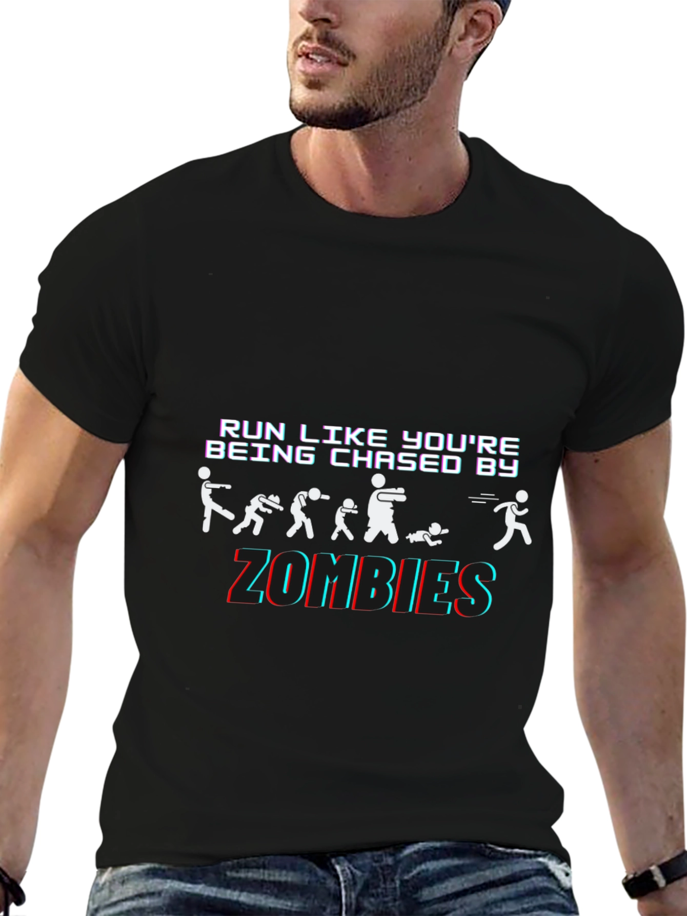 Camiseta Negra Run Like Youre Being Chased By Zombies