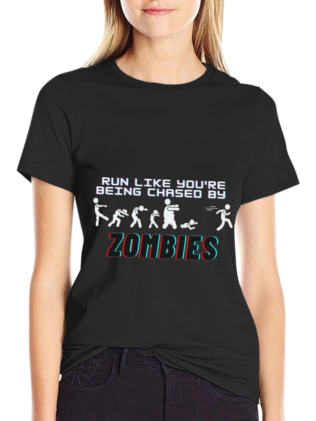 Camiseta Negra Run Like Youre Being Chased By Zombies