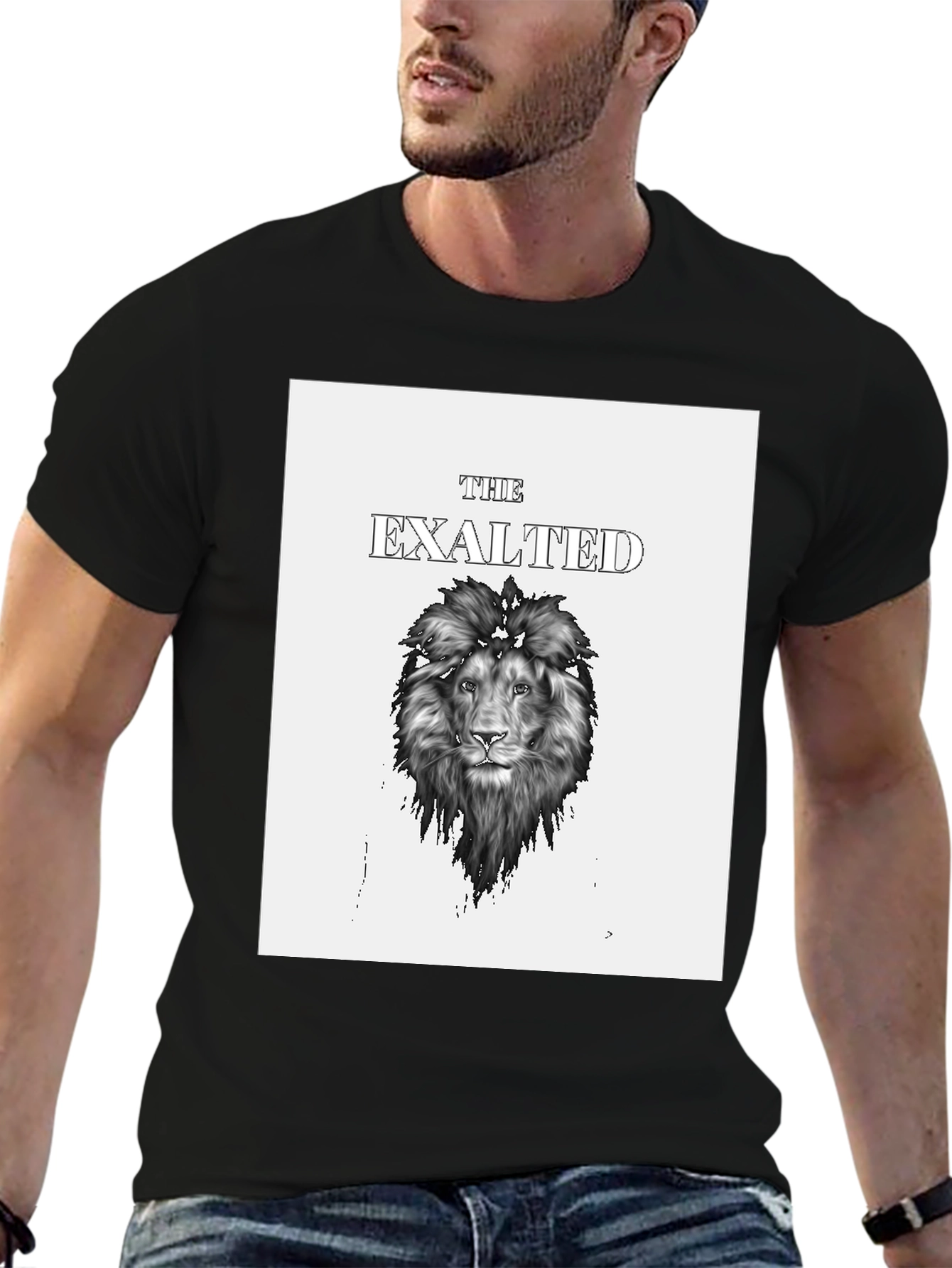 Camiseta Negra con Diseño de León Exalted
