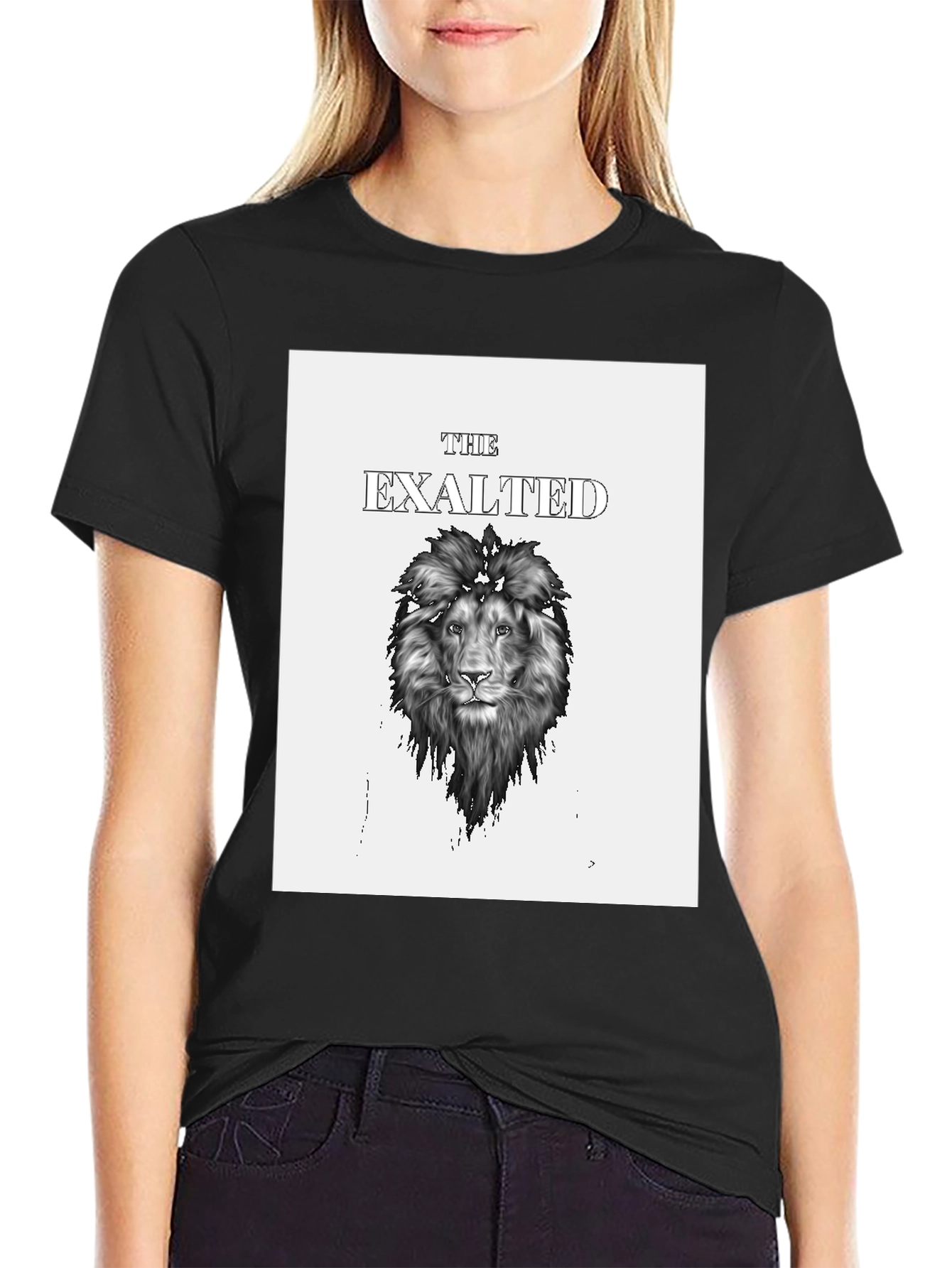 Camiseta Negra con Diseño de León Exalted