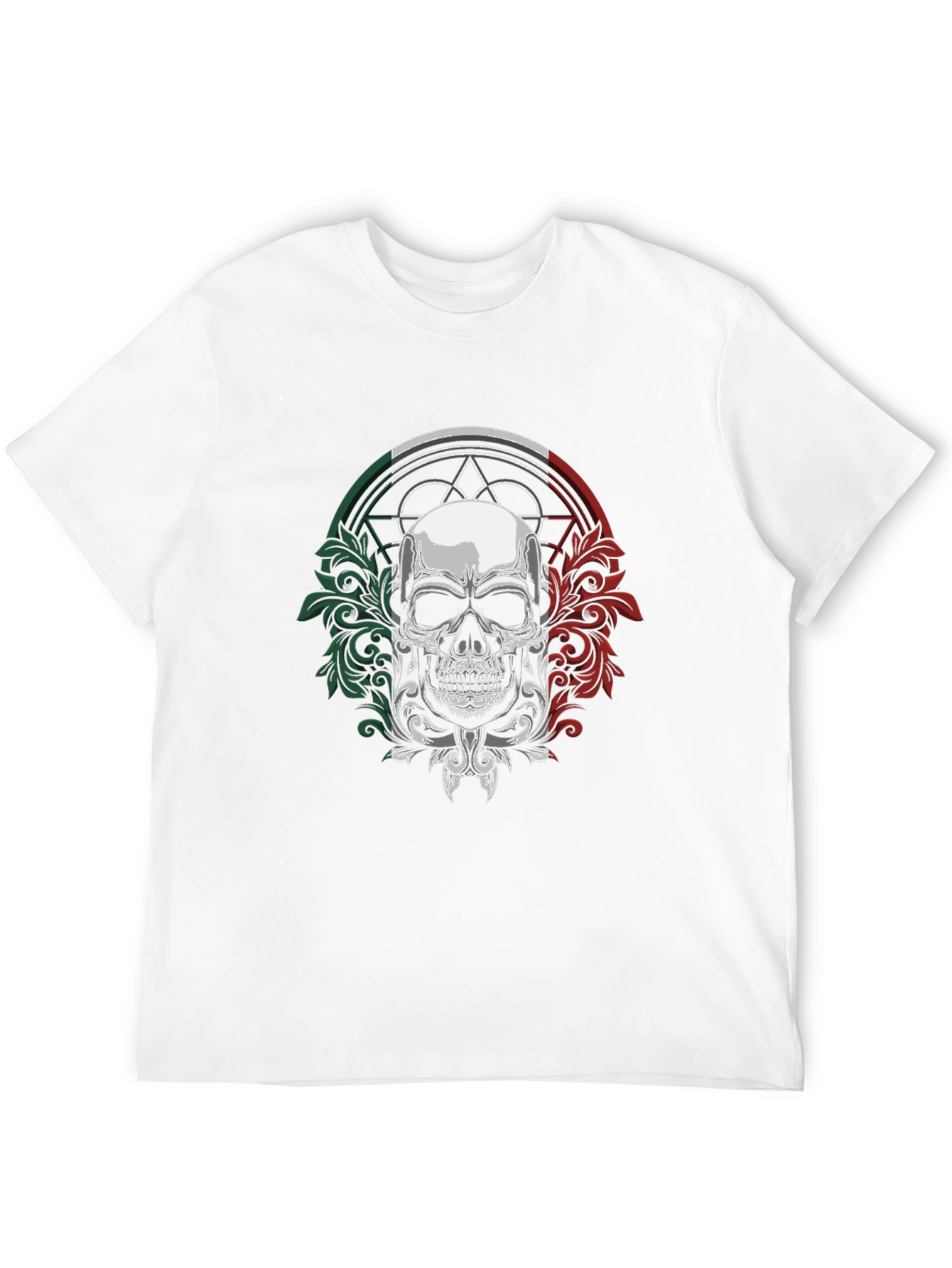 Camiseta Negra Calavera Mexicana con Detalles Ornamentales