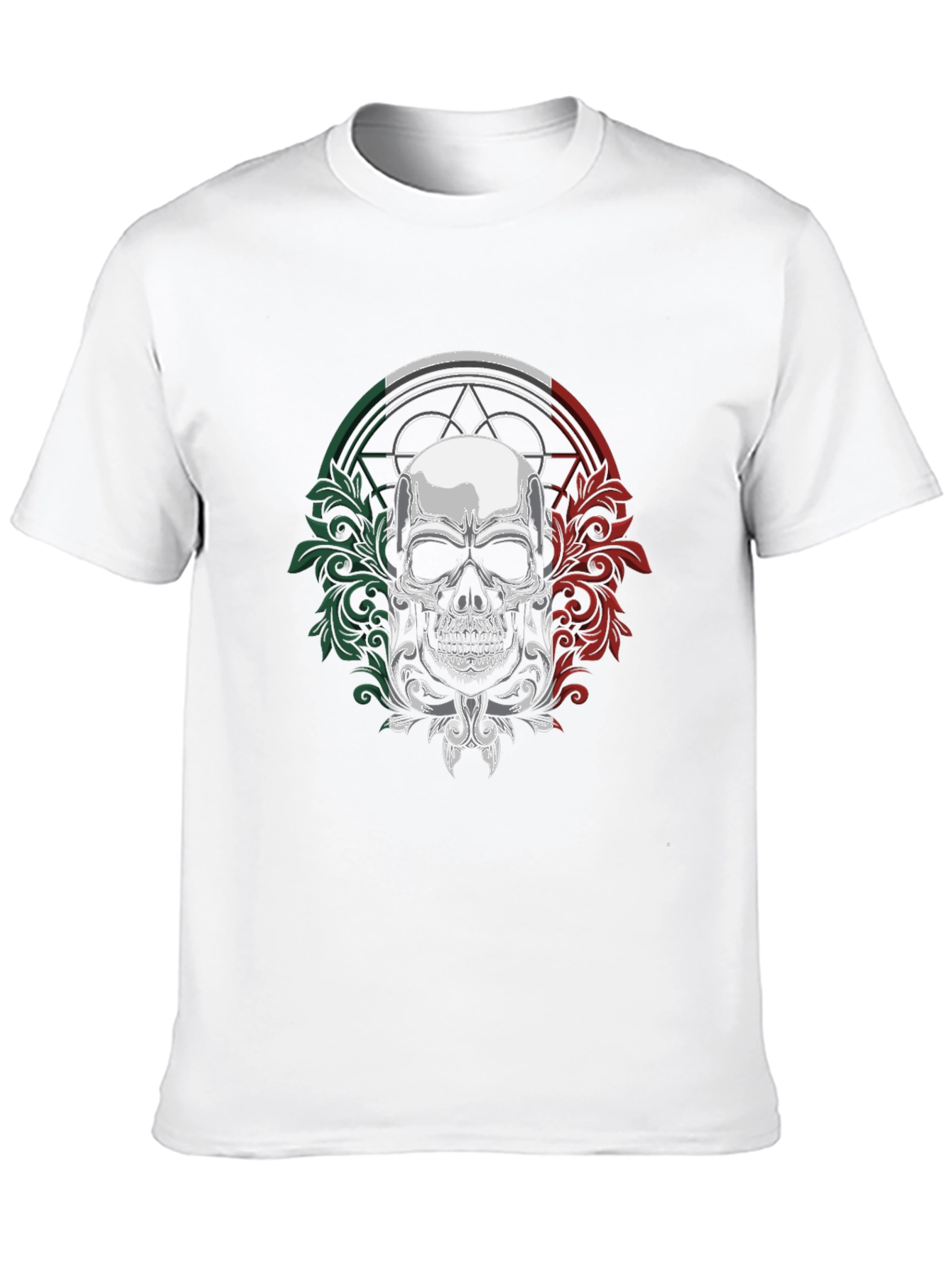 Camiseta Negra Calavera Mexicana con Detalles Ornamentales