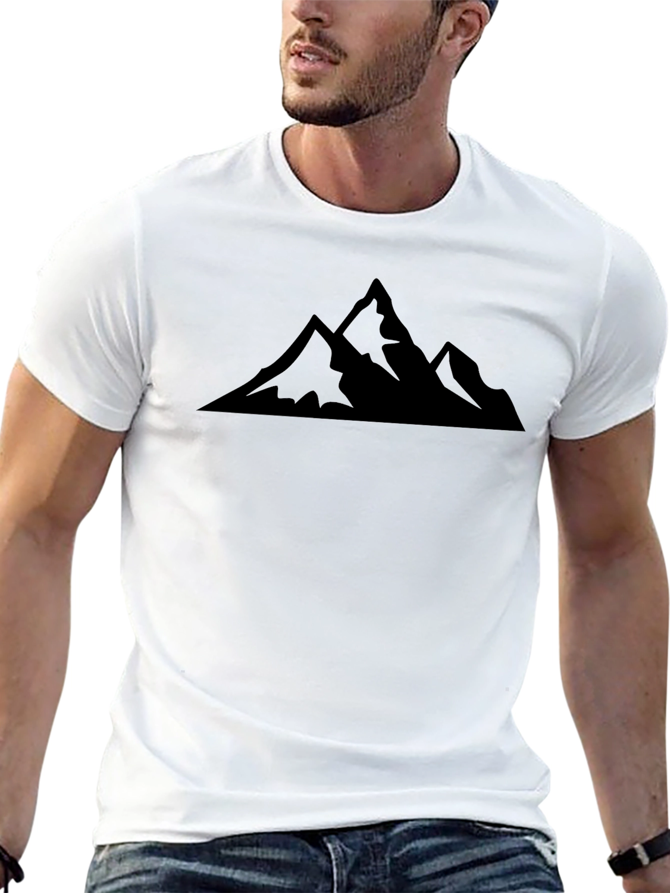 Camiseta Negra Montañas para Hombre