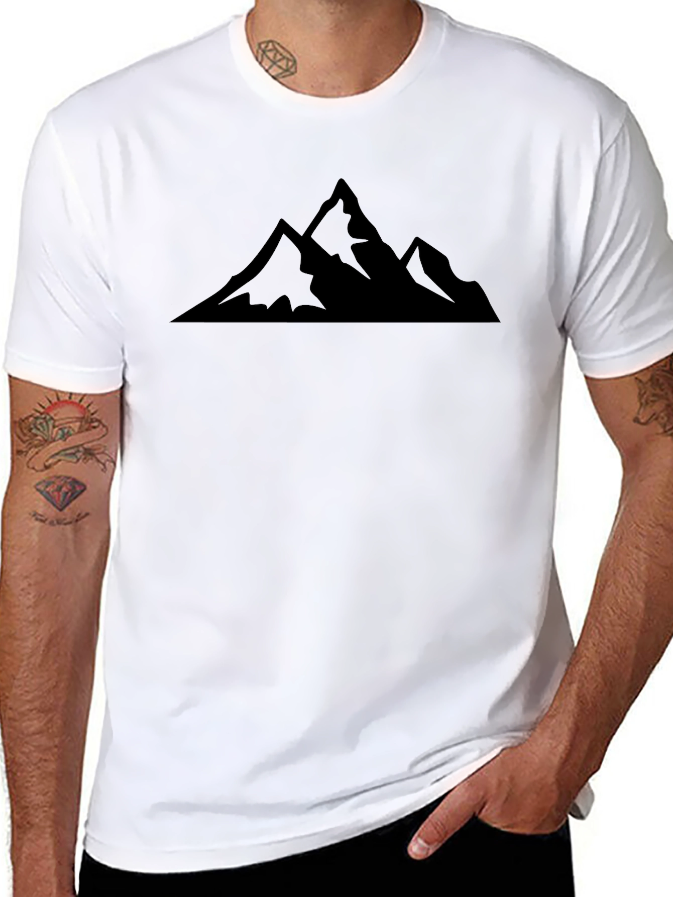 Camiseta Negra Montañas para Hombre