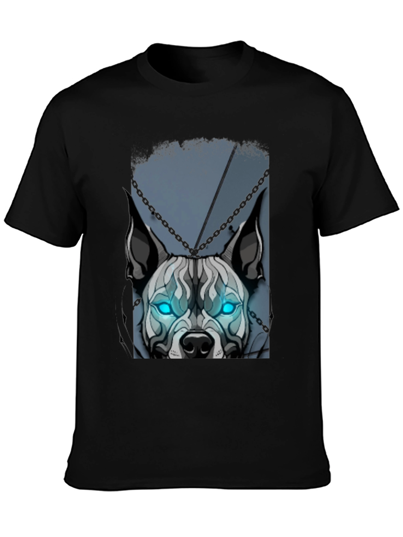 Camiseta Negra Diseño Perro con Ojos Azules