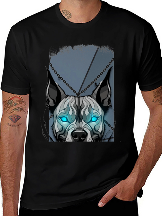 Camiseta Negra Diseño Perro con Ojos Azules
