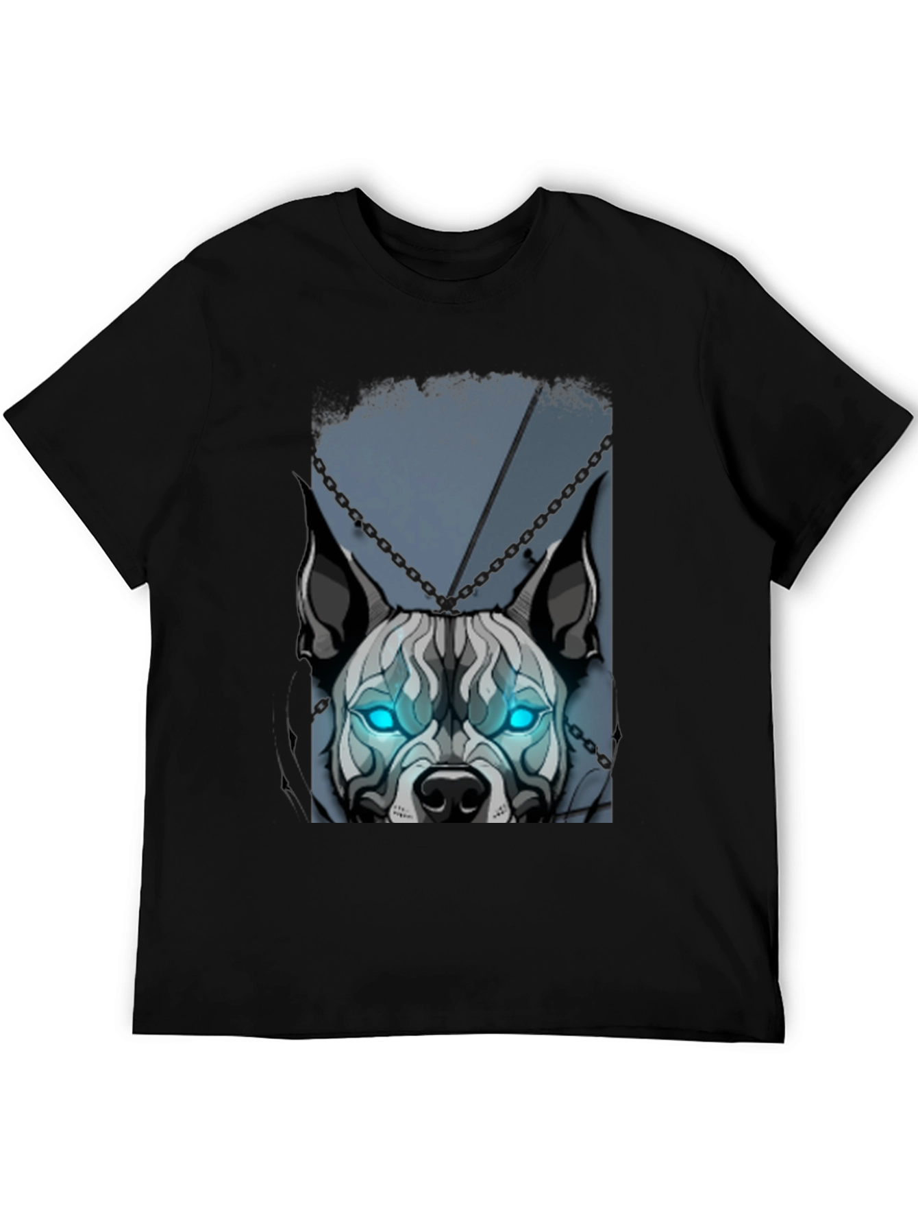 Camiseta Negra Diseño Perro con Ojos Azules