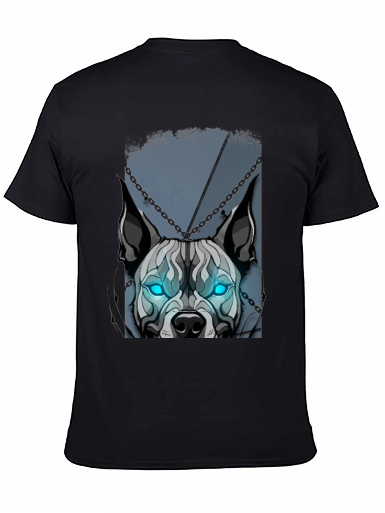 Camiseta Negra Diseño Perro con Ojos Azules