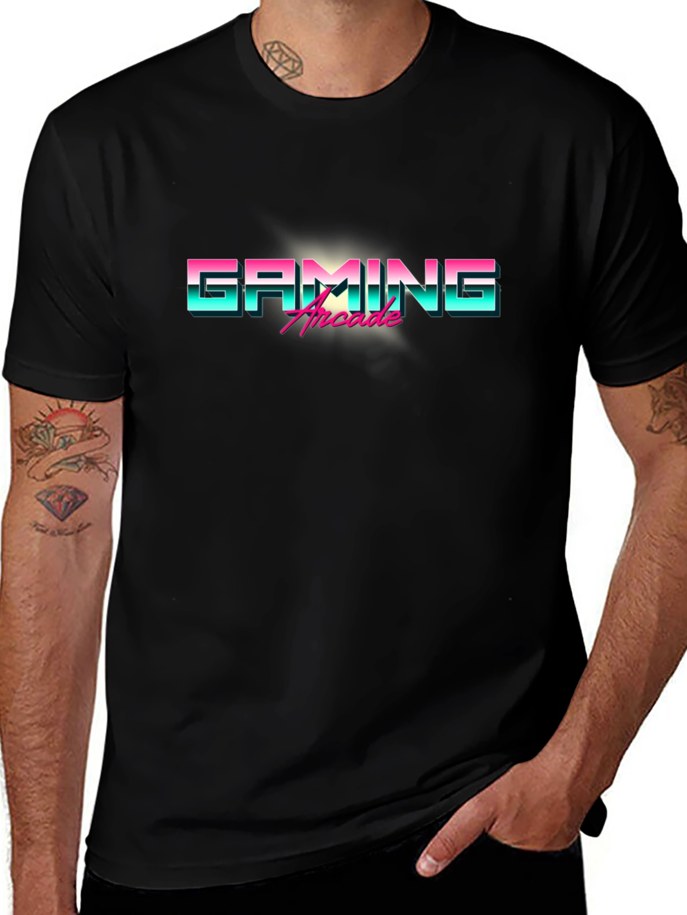 Camiseta Negra Gaming Arcade Retro