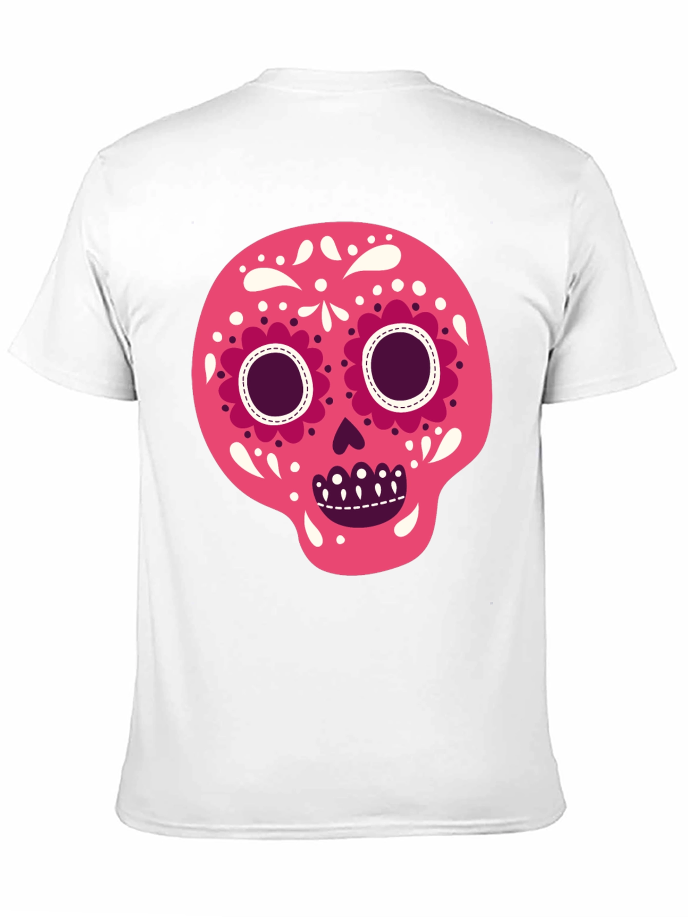 Camiseta Negra con Calavera de Azúcar Rosa