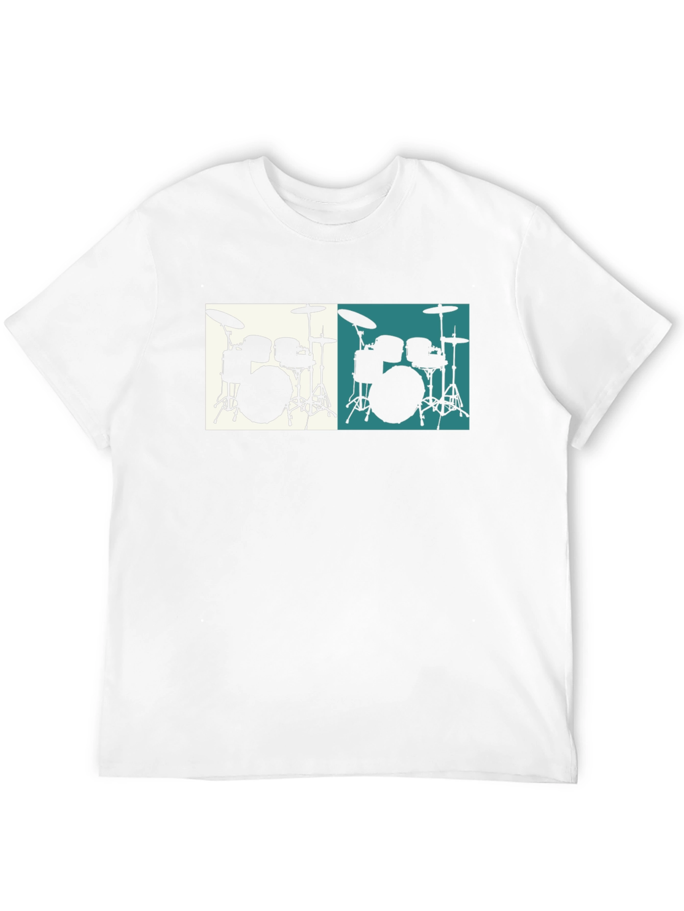 Camiseta Negra con Diseño de Batería Musical