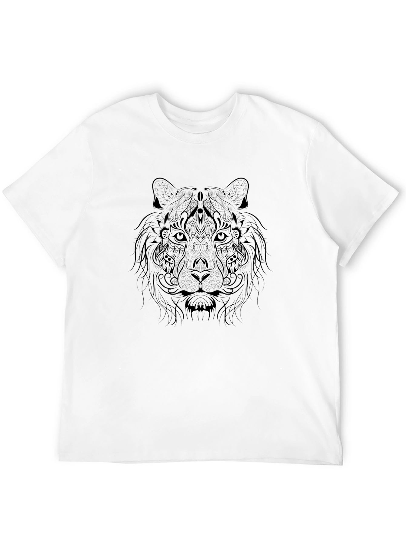 Camiseta Negra Estampada Tigre Artístico
