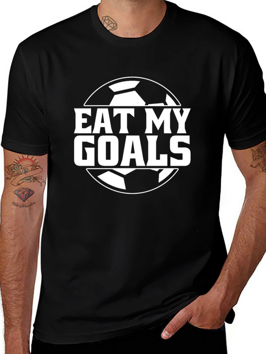 Camiseta Negra Eat My Goals Fútbol para Hombre