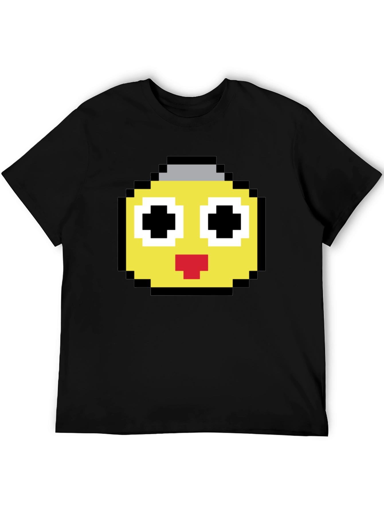 Camiseta Negra con Diseño Pixelado Amarillo