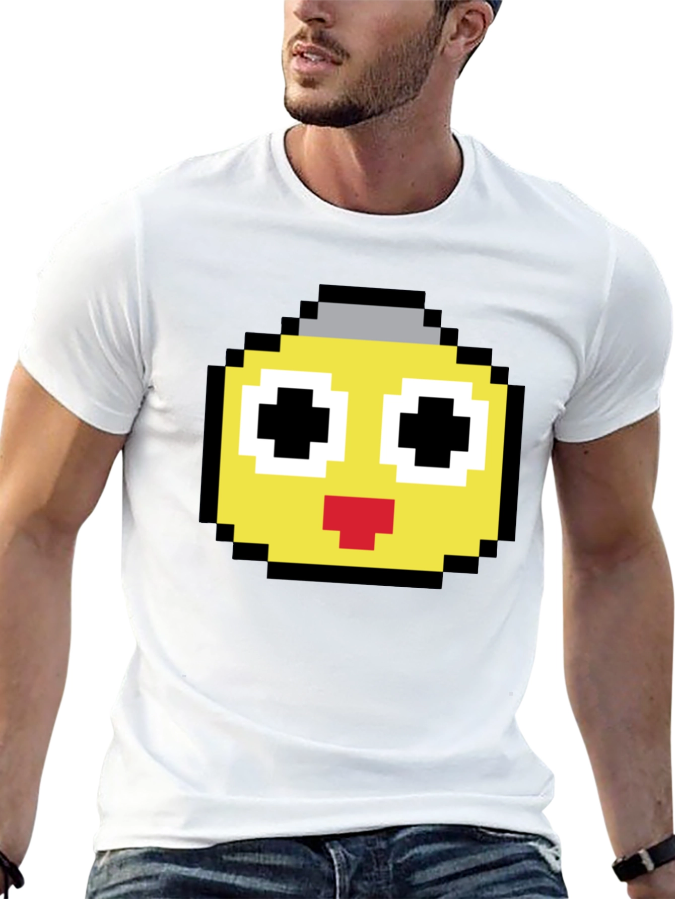 Camiseta Negra con Diseño Pixelado Amarillo
