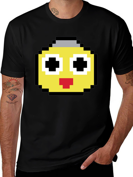Camiseta Negra con Diseño Pixelado Amarillo