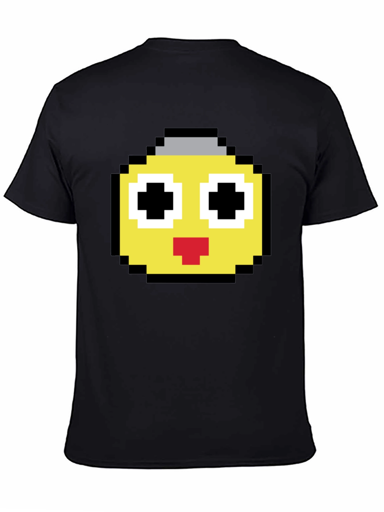 Camiseta Negra con Diseño Pixelado Amarillo