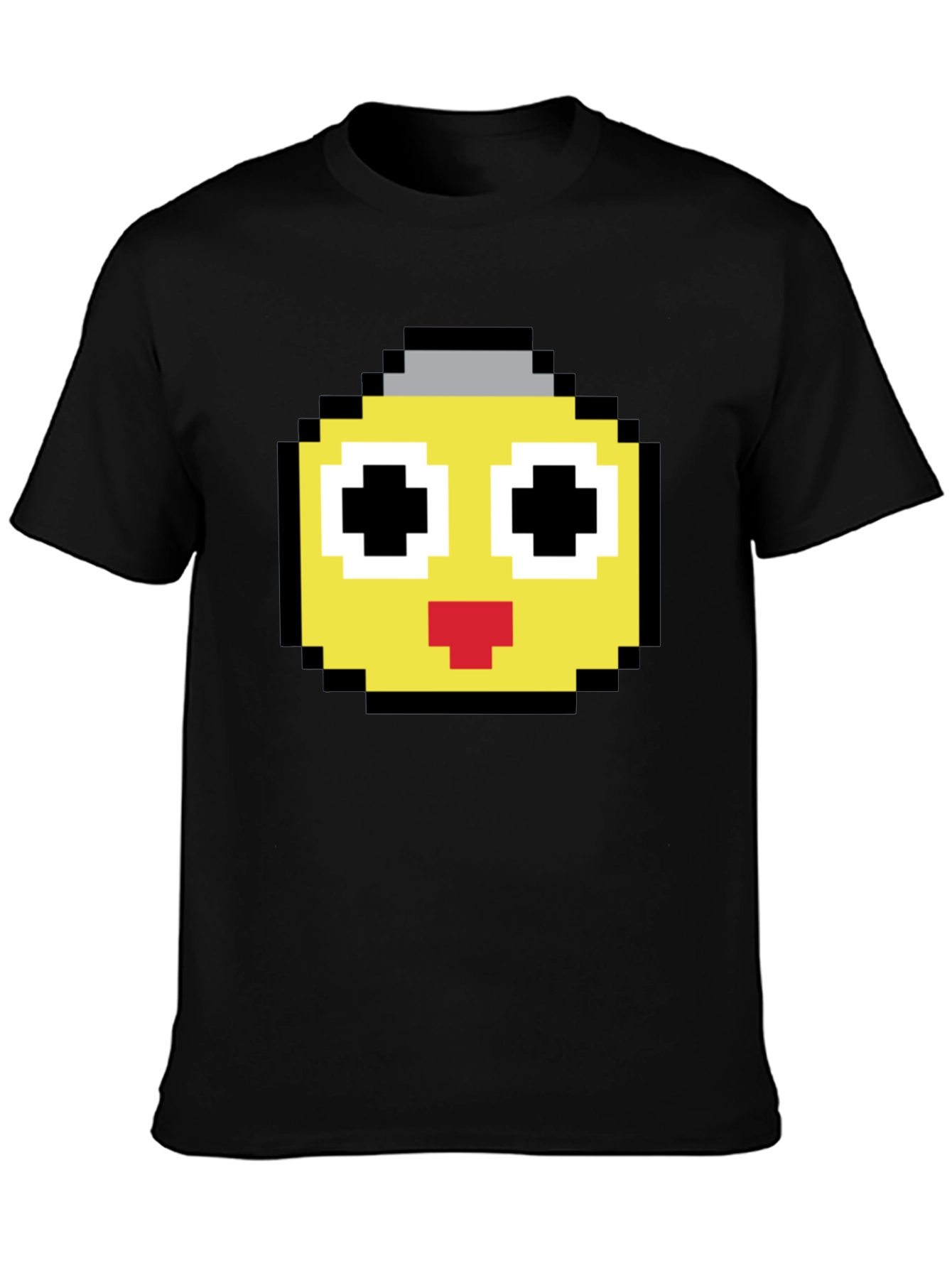 Camiseta Negra con Diseño Pixelado Amarillo